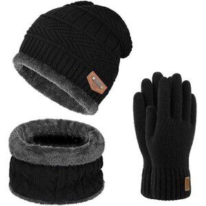 Warm Winter Beanie Hat & Scarf Set Stylish Knit Skull Cap for Men Women (05